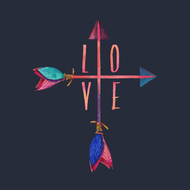 Love Crossed Arrows Boho Design by BeLightDesigns