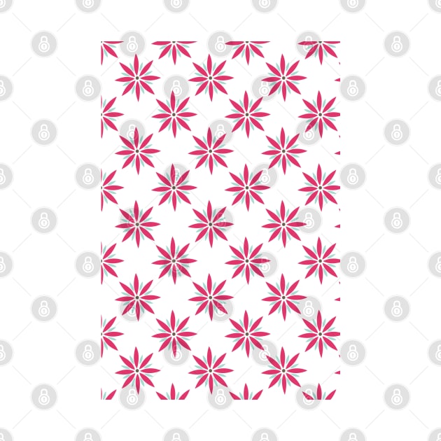 Retro Flower Pattern in pink, light blue, and brown by tramasdesign