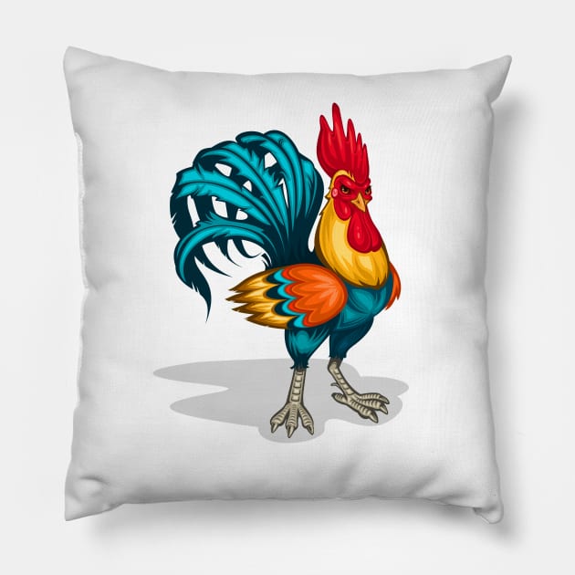 Male's Rooster Pillow by AnimalAddict