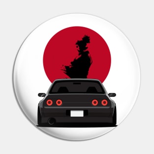 Nissan Skyline R32 Samurai on red moon Pin