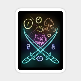 Neon gangsta cat club Magnet