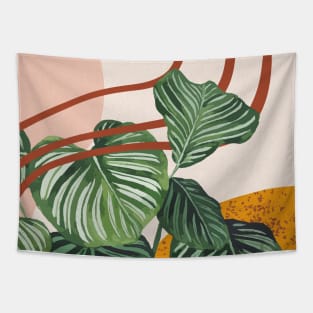 Mid Century Modern Clathea, Abstract Botanical Illustration Tapestry