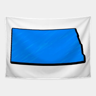 Bright Blue North Dakota Outline Tapestry