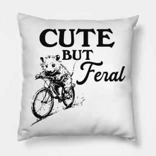 Cute But Feral Possum On A Bike Shirt, funny possum meme Pillow