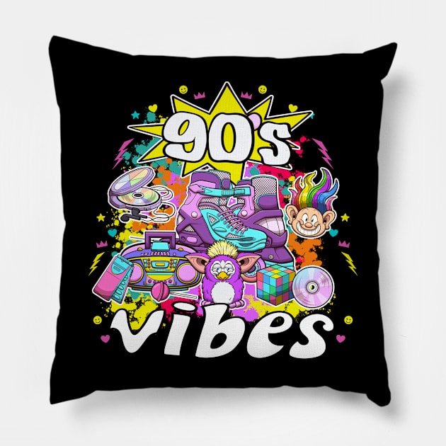 90s Vibes Elements And Toys Pillow by TheMaskedTooner