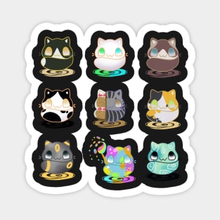 Set of kawaii funny cats real breeds and fantasy cat Magnet