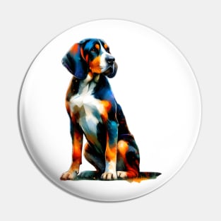 Vibrant Bavarian Mountain Scent Hound in Splash Art Pin