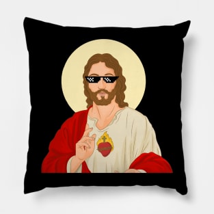 Jesus Funny Meme Glasses Pillow