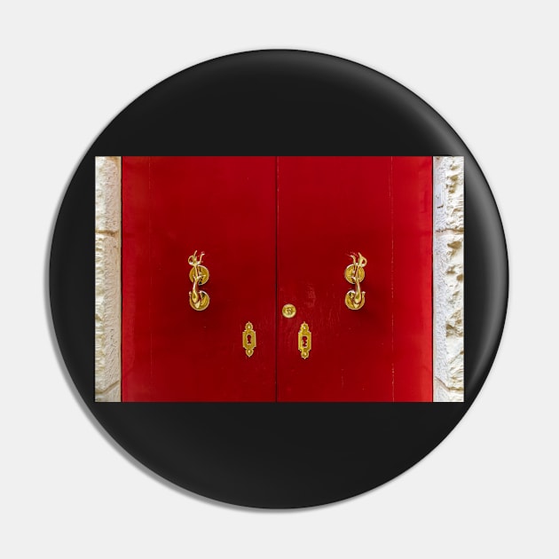 Red wooden door with golden vintage knockers Pin by lena-maximova