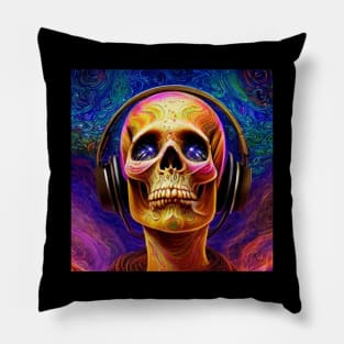 Design Skull Listening To Music Pillow