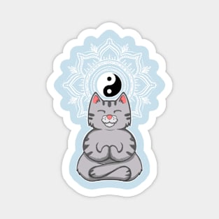 Yoga Cat Meditating With Mandala Magnet