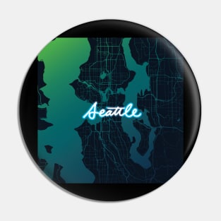 Seattle Map Gradient Cursive Pin