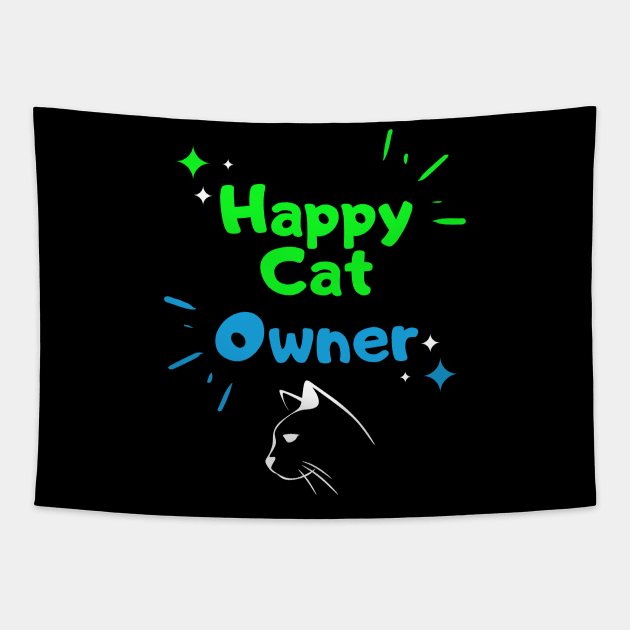 Happy Cat Owner Tapestry by LAWRENCE GIULIANI