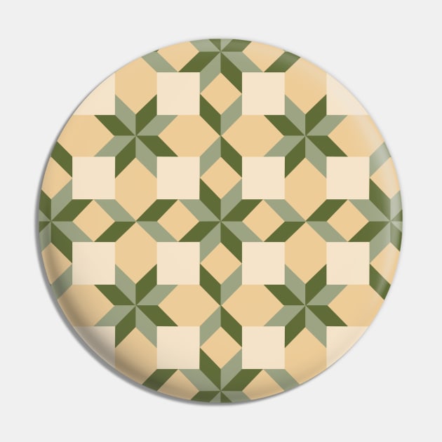 Cream and Green West Virginia Patchwork Pattern Pin by Nuletto