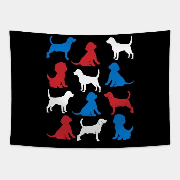 Patriotic Beagles Dog America Flag 4Th Of July Tapestry by klausgaiser