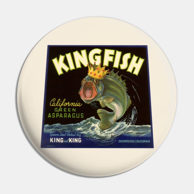 Vintage Kingfish Green Asparagus Label Pin by MasterpieceCafe