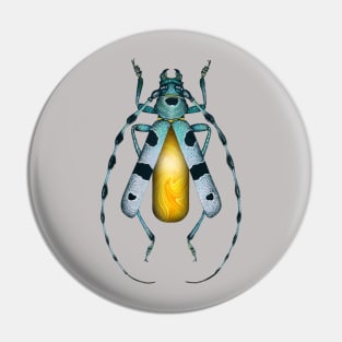 Yellow Agate Beetle Pin