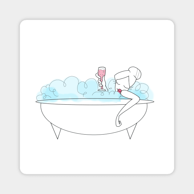 Bath Time and a Glass of Wine Magnet by SaganPie