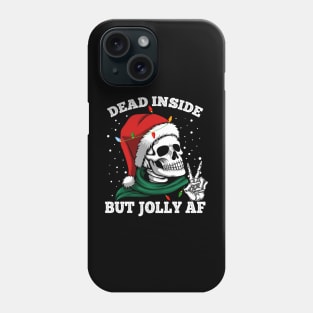 Dead Inside But Jolly Af Skull Santa Skeleton Phone Case