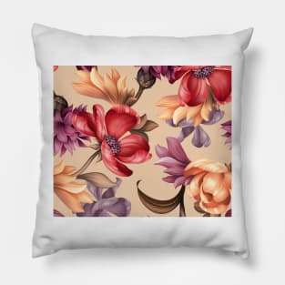 Elegant taupe classic floral Pillow
