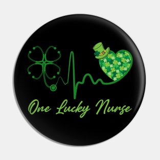 One Lucky Nurse Scrub RN ICU ER St Patricks Day Nurses Pin