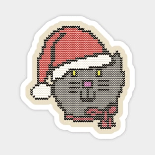 Christmas Sweater Santa Hat Cat Face Magnet
