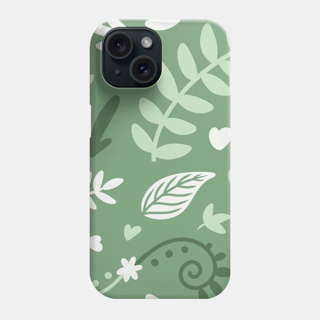 Cute Green Leaf Nature Pattern Phone Case by mil.creates