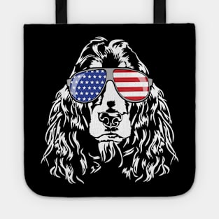 Proud patriotic Cocker Spaniel with American Flag sunglasses Tote