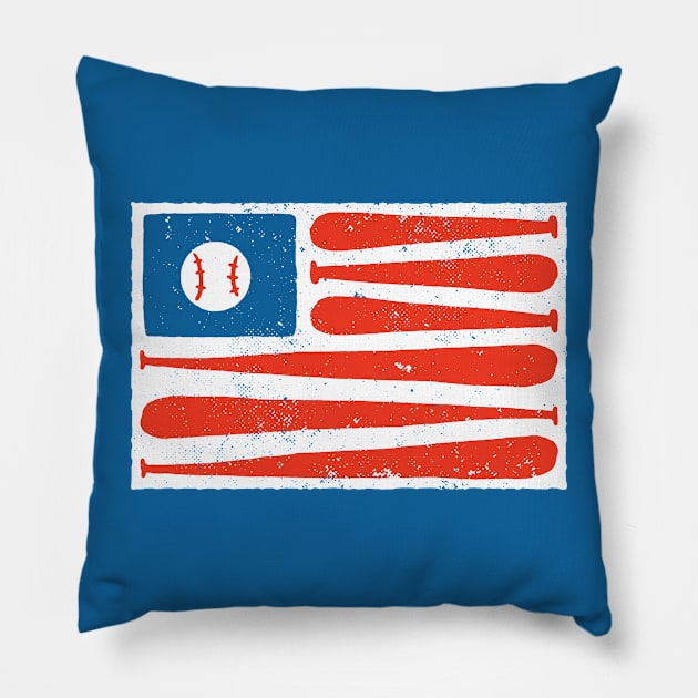 Vintage Baseball American Flag Pillow by SLAG_Creative