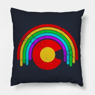 Colorado Flag Rainbow Pillow
