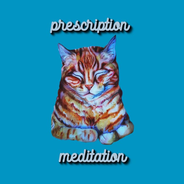 prescription meditation, meditating cat by candimoonart