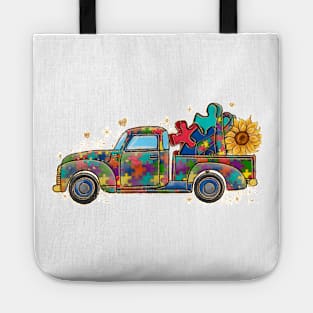 Puzzle Truck Car Autism Awareness Gift for Birthday, Mother's Day, Thanksgiving, Christmas Tote