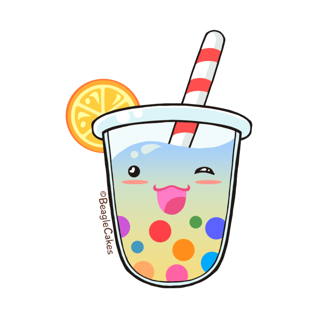 Cute Rainbow Tapioca Bubble Tea by magsterarts