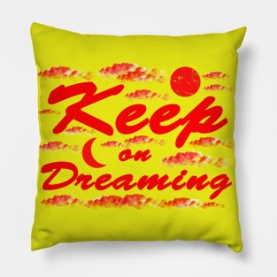 Keep on Dreaming - Red Sky and Clouds Pillow