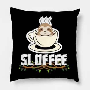 Sloffee Funny Sloth Pun Pillow