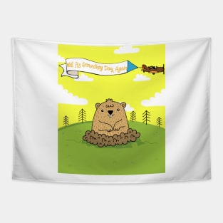 Happy groundhog day cute colorful holiday shirt Tapestry