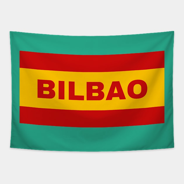 Bilbao City in Spanish Flag Colors Tapestry by aybe7elf