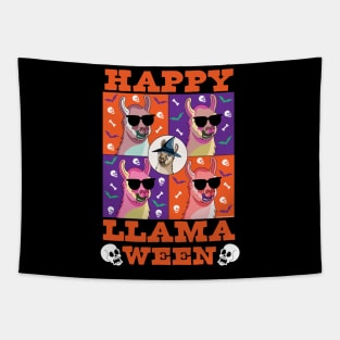 Happy Llamaween Funny Halloween Llama Tapestry