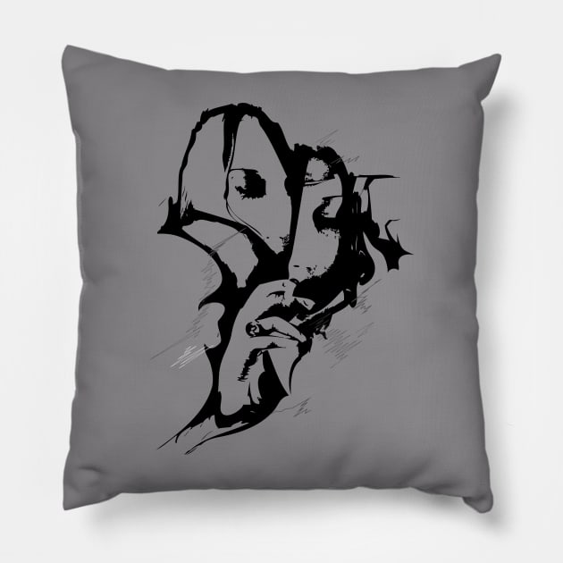 Smoking woman Pillow by lkn