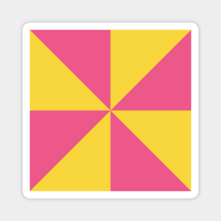 Yellow Pink Repeating Tile Pattern Pinwheel Spiral Magnet