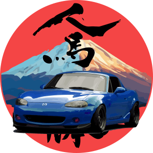 Blue Mazda Miata/MX-5 - Mount Fuji Jinba Ittai Roadster Life Magnet