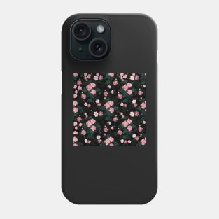 Romantic Black Pink Roses Floral Watercolor Painting Phone Case