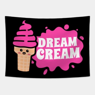 Ice Cream Cone Kawaii Cute Face Tapestry