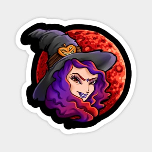 Halloween moon witch Magnet