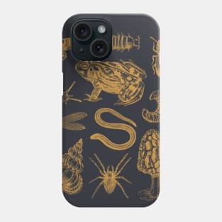 Goblincore Frogs, Snails, Moths, and Mushrooms in a Vintage Biology Aesthetic Phone Case