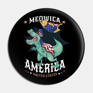 Meowica T-Rex 4th of July Patriotic independence day Pin