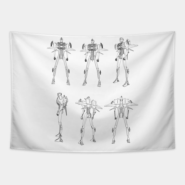 Robot Line Art Tapestry by Wanda City