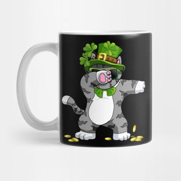 Dabbing Cat Dance St Patricks Day Leprechaun Hat Shamrocks