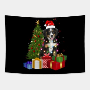 Bernese Mountain Christmas Tree Santa Hat Funny Xmas Gift Dog T-Shirt Tapestry