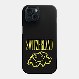 Vibrant Switzerland: Unleash Your 90s Grunge Spirit! Smiling Squiggly Mouth Dazed Smiley Face Phone Case